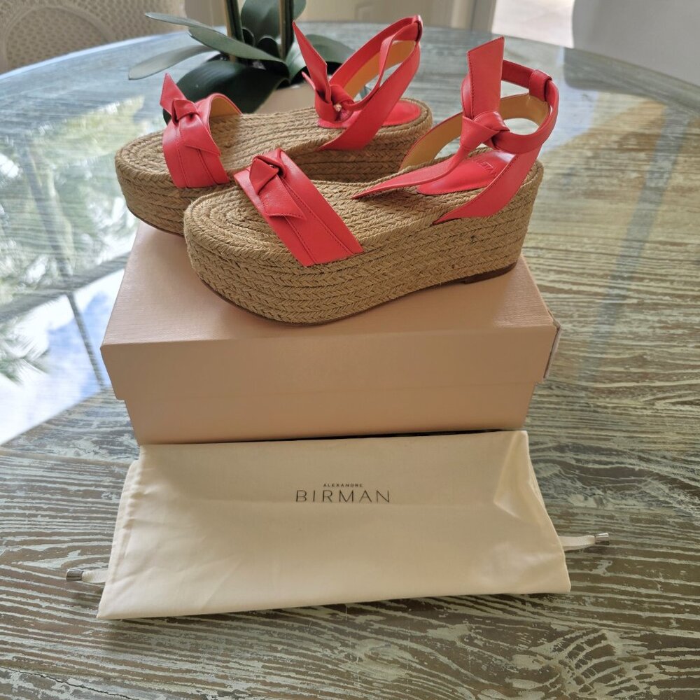 Alexandre Birman Clarita Cork Flatform Leather Wedge 37.5